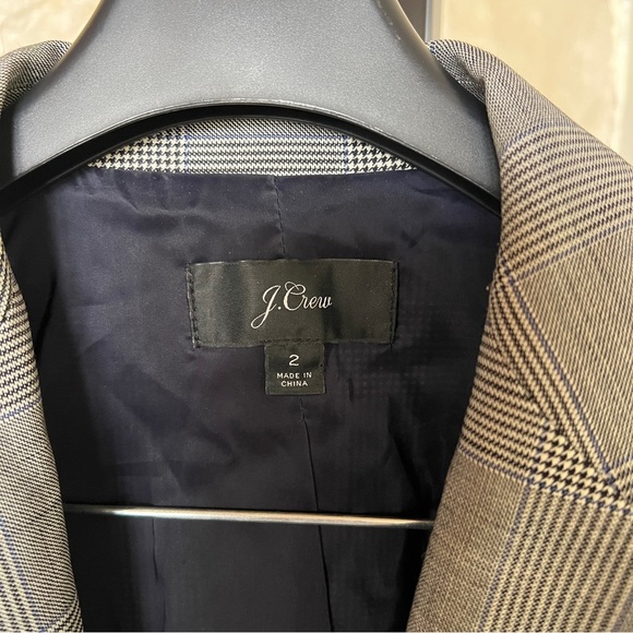 J Crew Wool Glen Plaid Ruffle Pocket Blazer in Classic Gray - Picture 4 of 13